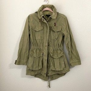 J.Crew Jacket Womens Size Small Petite Utility Jacket G3047 Olive Green
